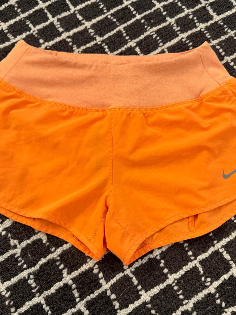 Nike Women's Bright Orange Athletic Shorts with High Waistband
